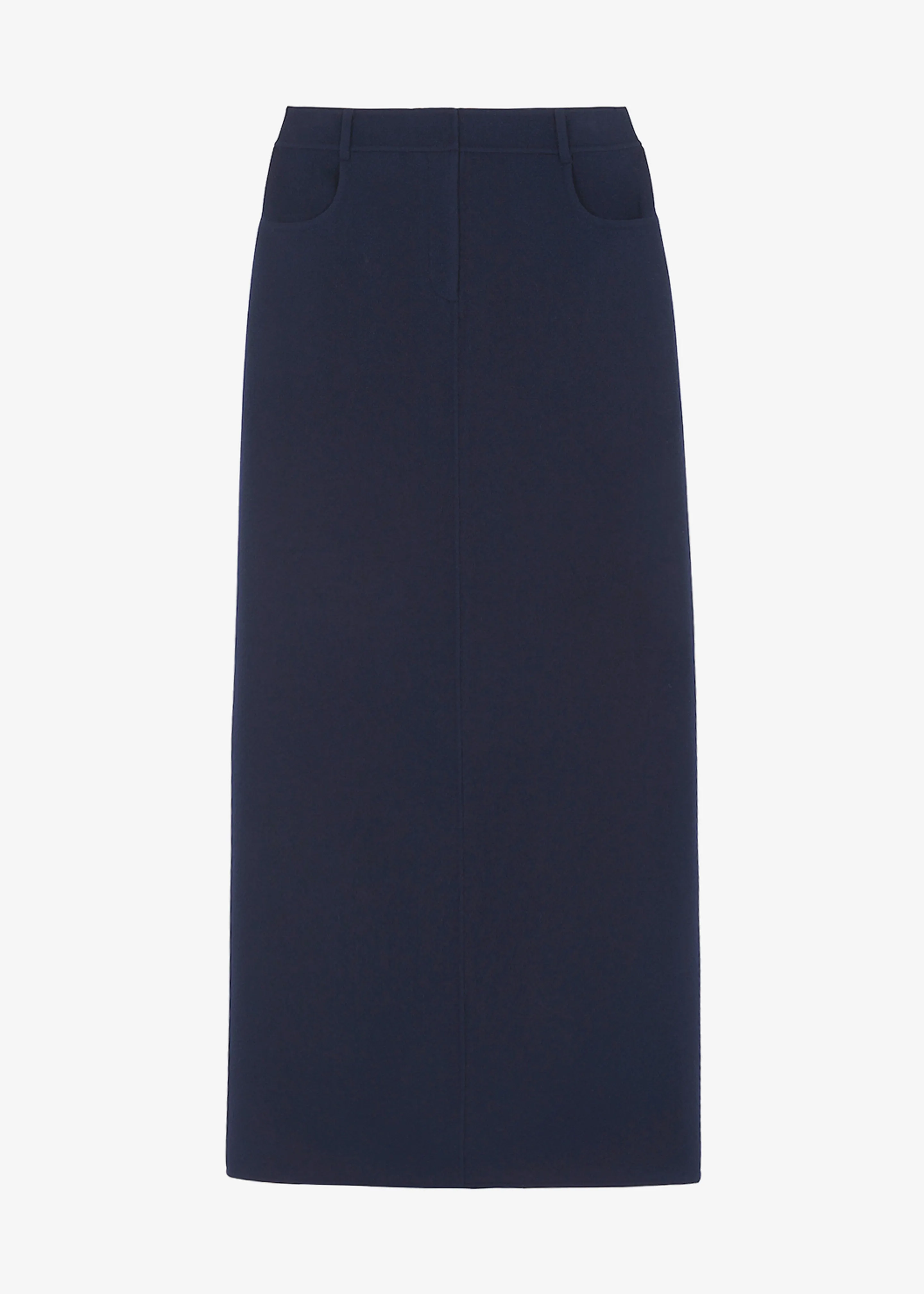 Malvo Long Wool Pencil Skirt - Navy