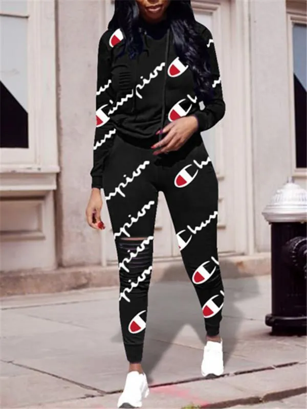 mangocouture Logo Print Hoodie & Pants Set--Clearance