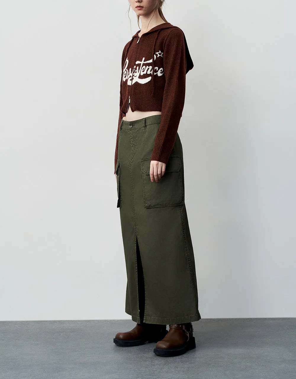 Maxi A-Line Skirt With Belt