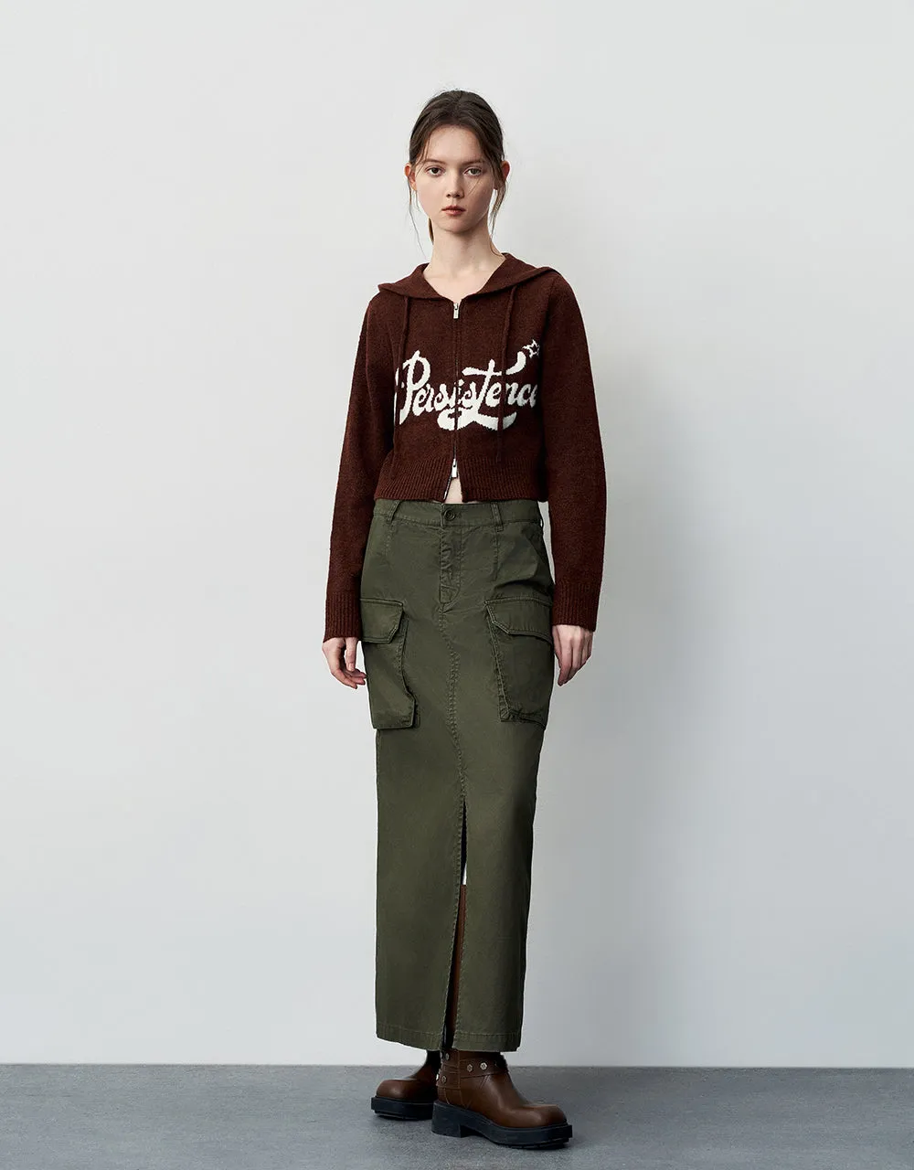 Maxi A-Line Skirt With Belt