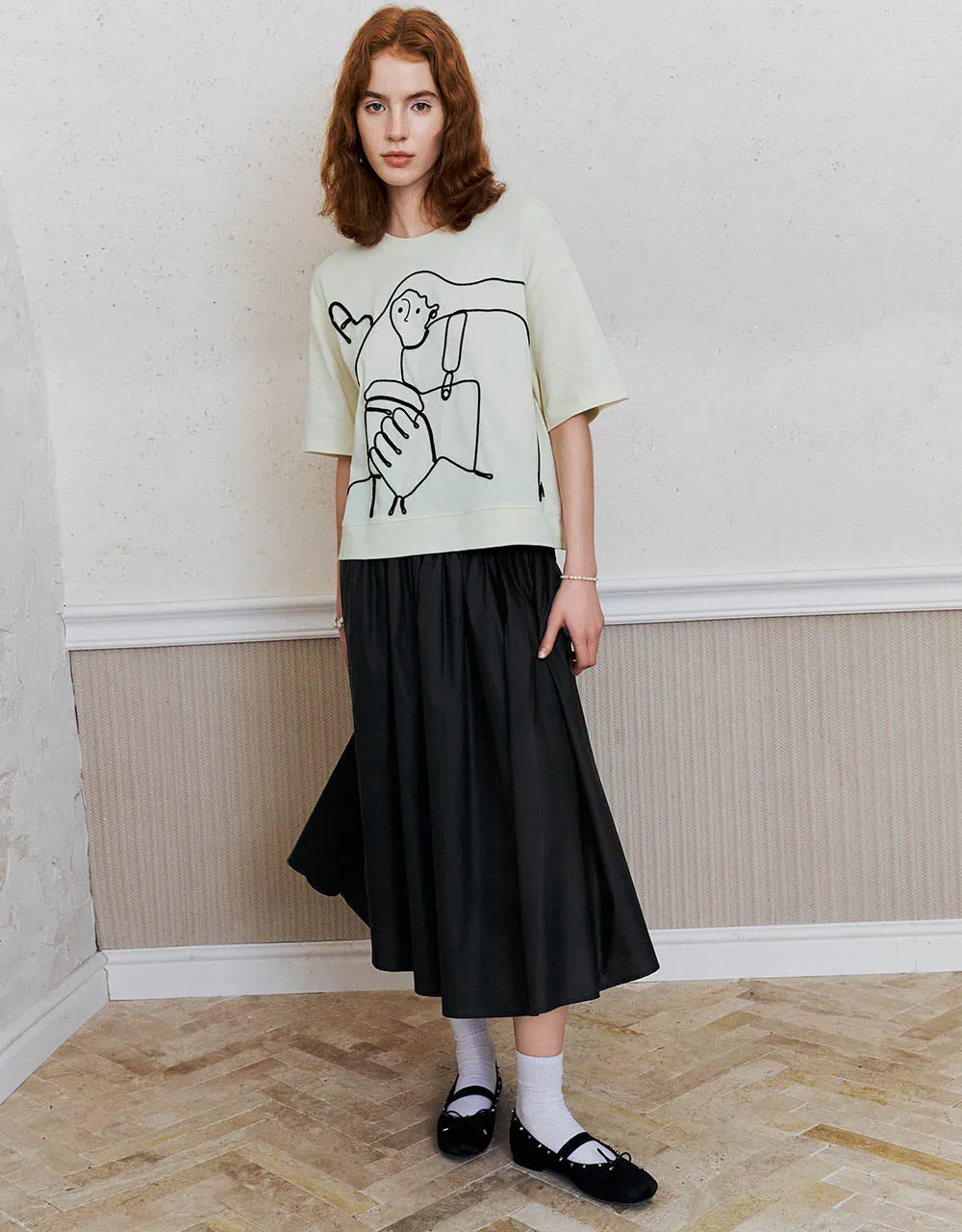 Midi A-Line Skirt