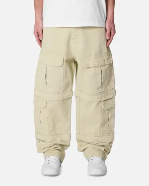 MNML Ultra Baggy Channel Cargo Denim Pants Tan