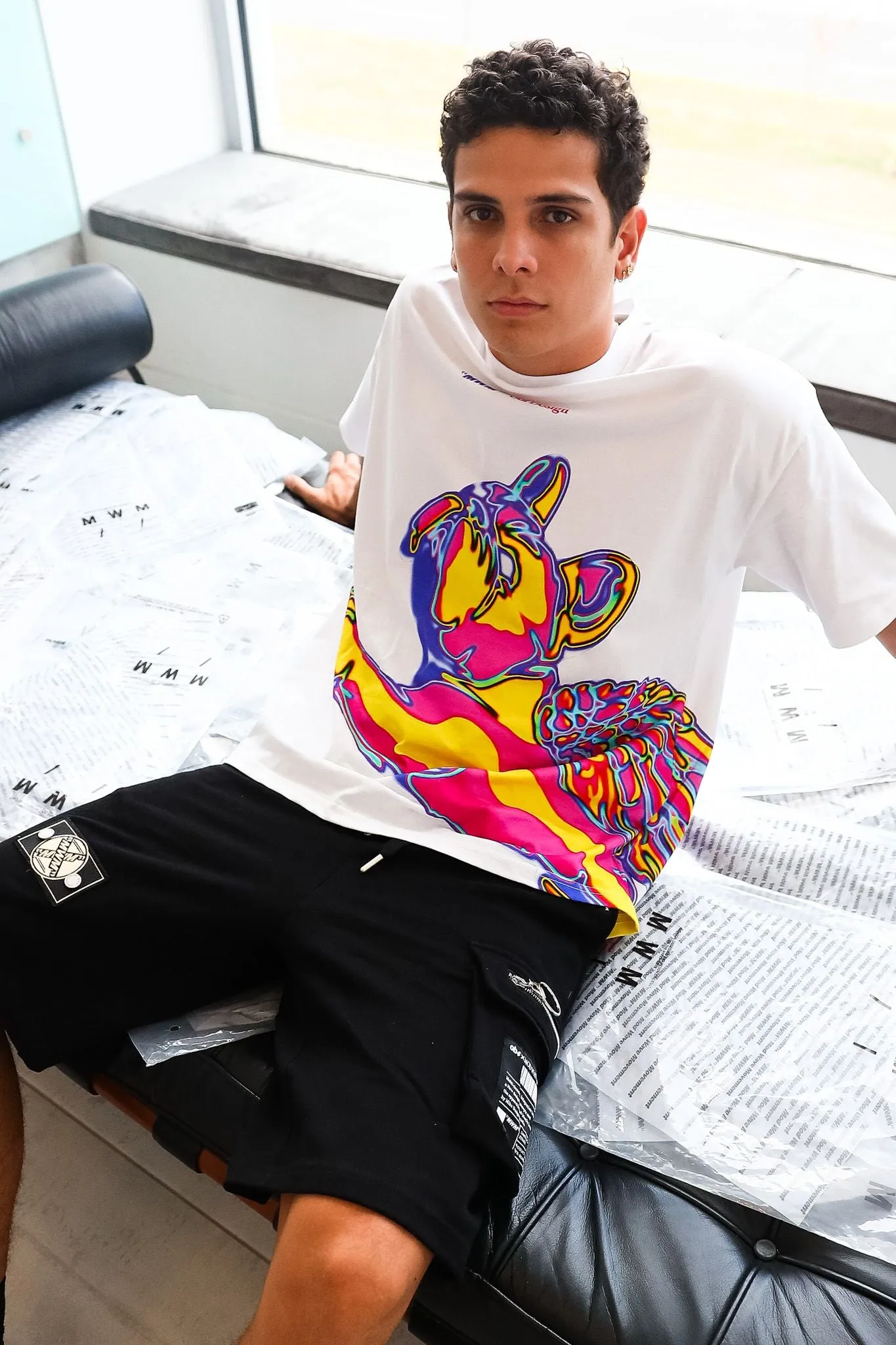 Mod Wave Movement Flying Dog T-Shirt- White