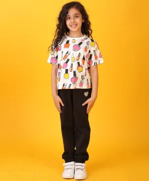 NAIL PAINT BLACK HEART SUMMER JOGGER SET - WHITE/BLACK