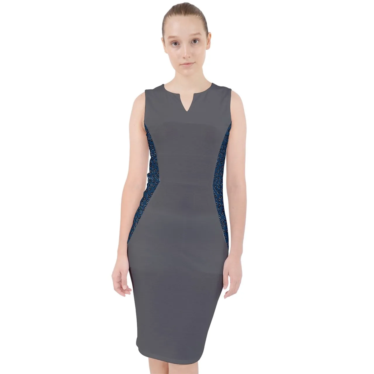 navy cheetah Midi Bodycon Dress