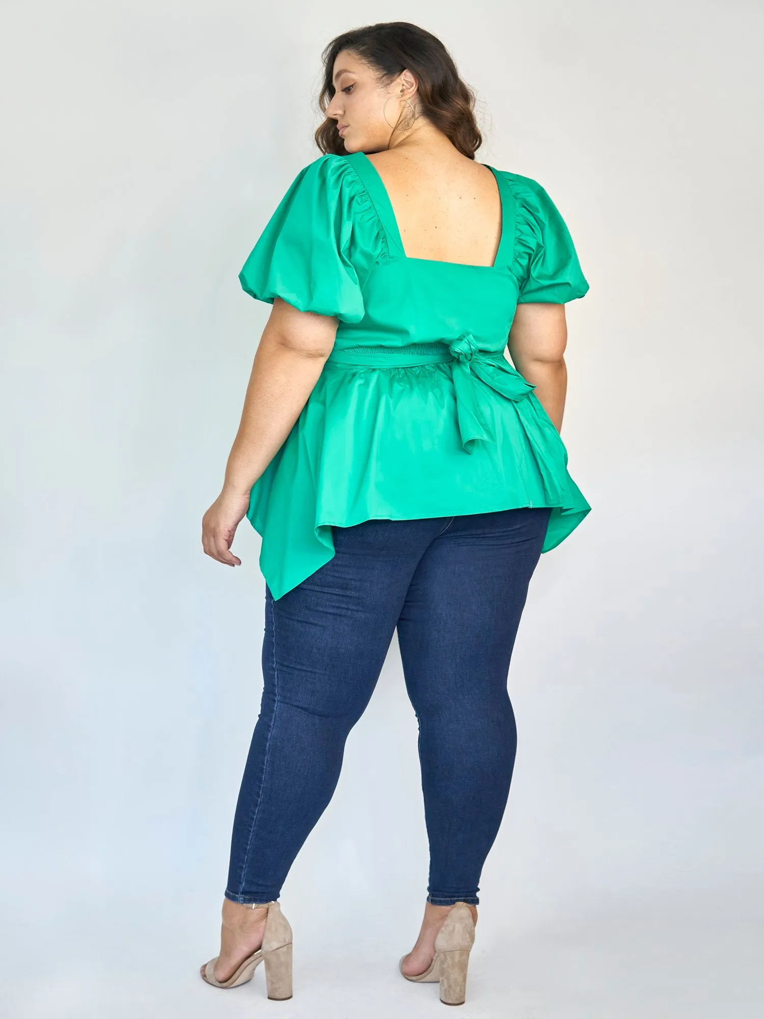 Nika Puff Shoulder Peplum Top
