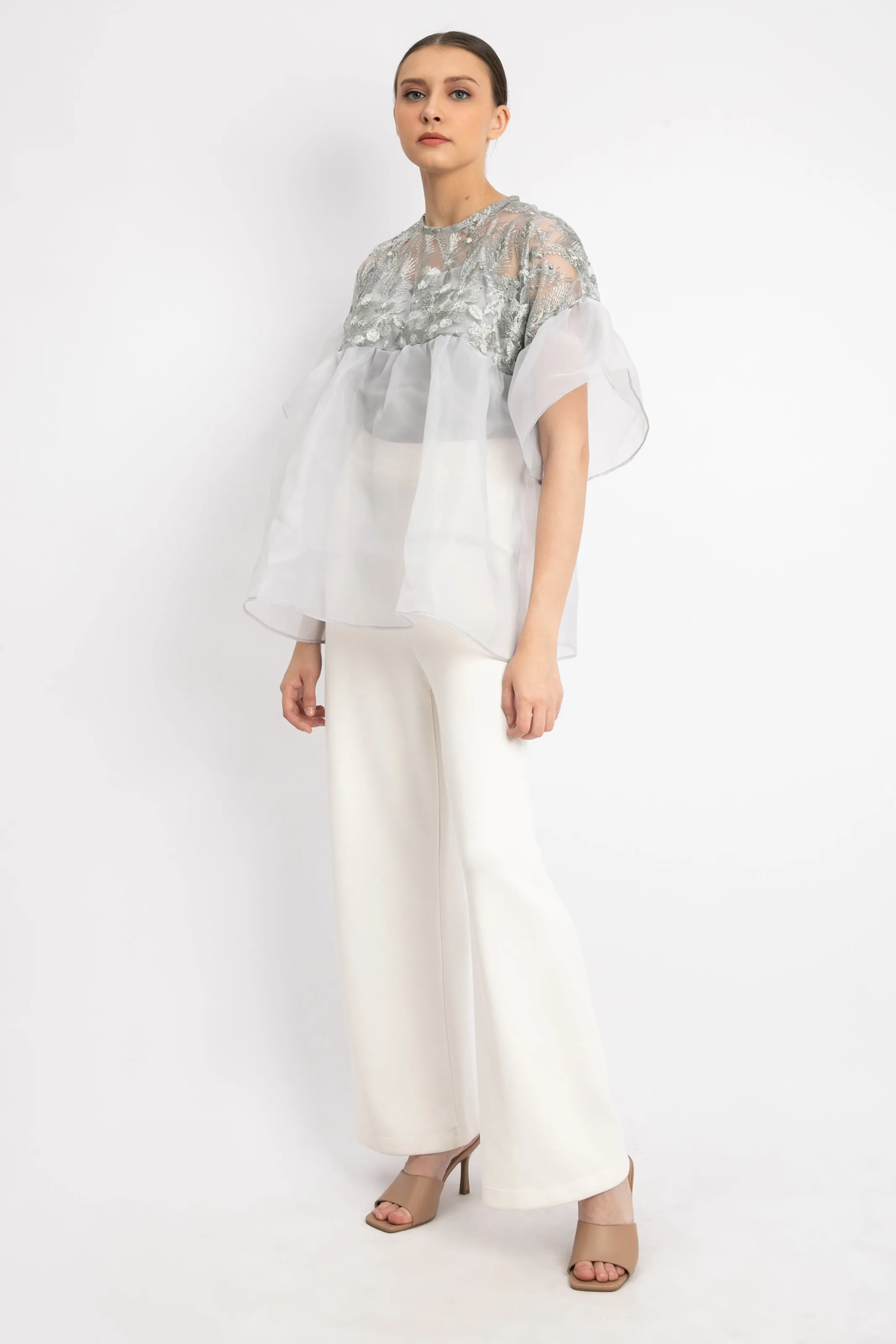 Papier Top in Greyish Blue
