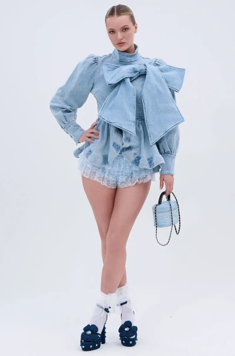 PHOEBE DENIM BOW BLOUSE