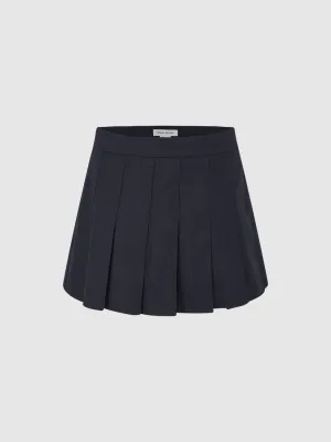 Pleated Mini A-Line Skirt