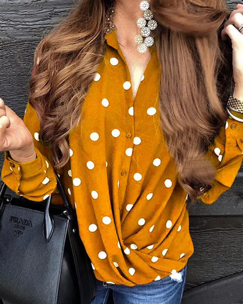 Polka Dot Button Up Top
