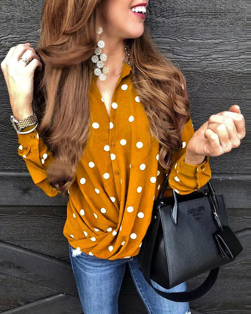Polka Dot Button Up Top