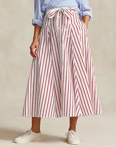 POLO RALPH LAUREN STRIPED COTTON A-LINE SKIRT