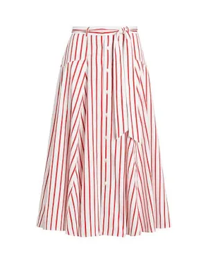 POLO RALPH LAUREN STRIPED COTTON A-LINE SKIRT