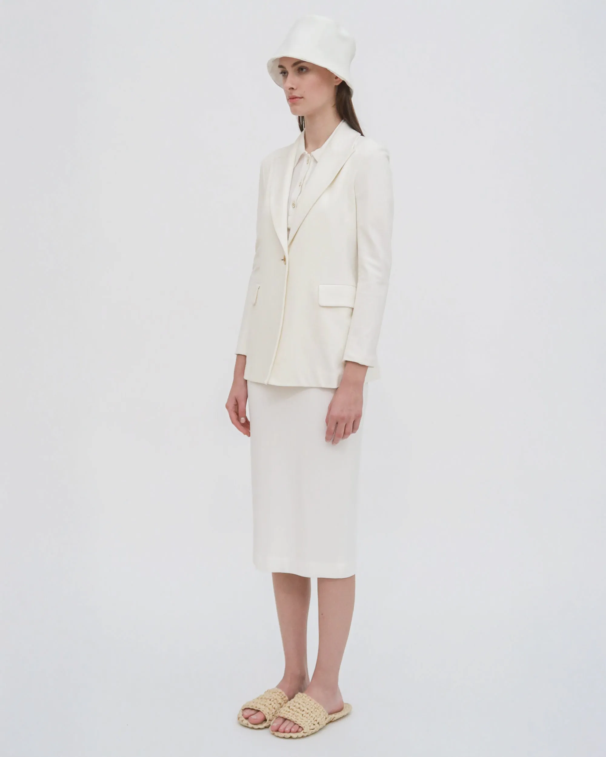PULL ON PENCIL SKIRT - SOLID INTERLOCK