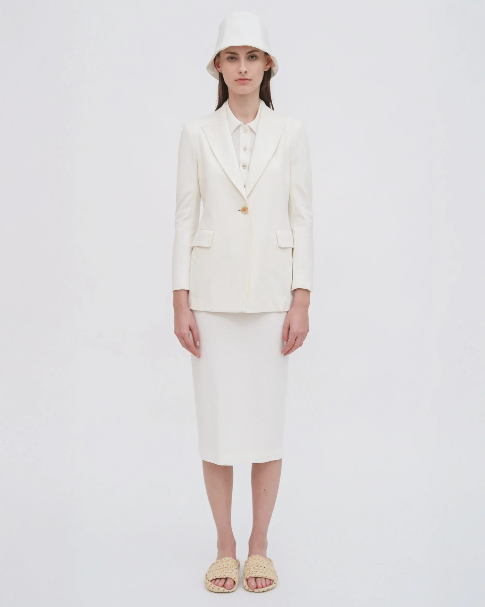 PULL ON PENCIL SKIRT - SOLID INTERLOCK