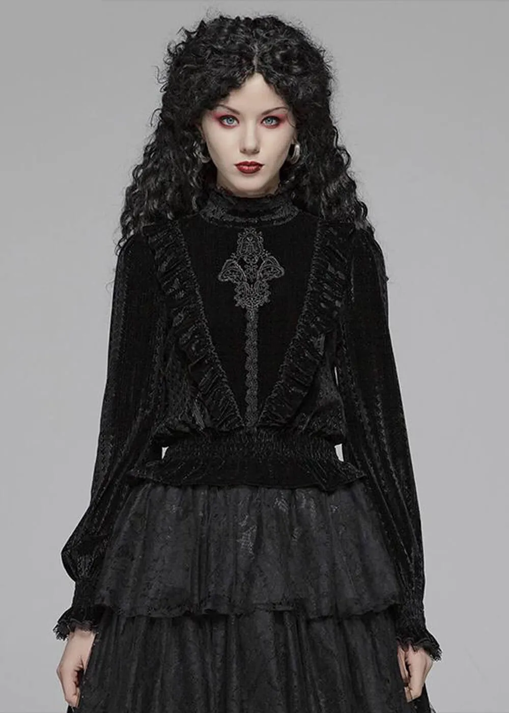 Punk Rave Cello Velvet Blouse Black