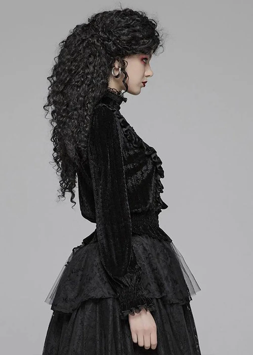 Punk Rave Cello Velvet Blouse Black