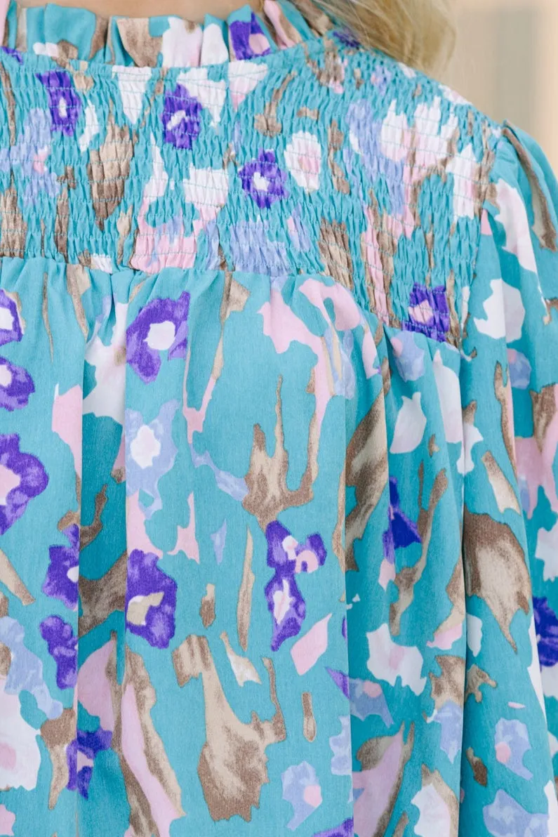 Raise Your Standards Teal Blue Floral Blouse