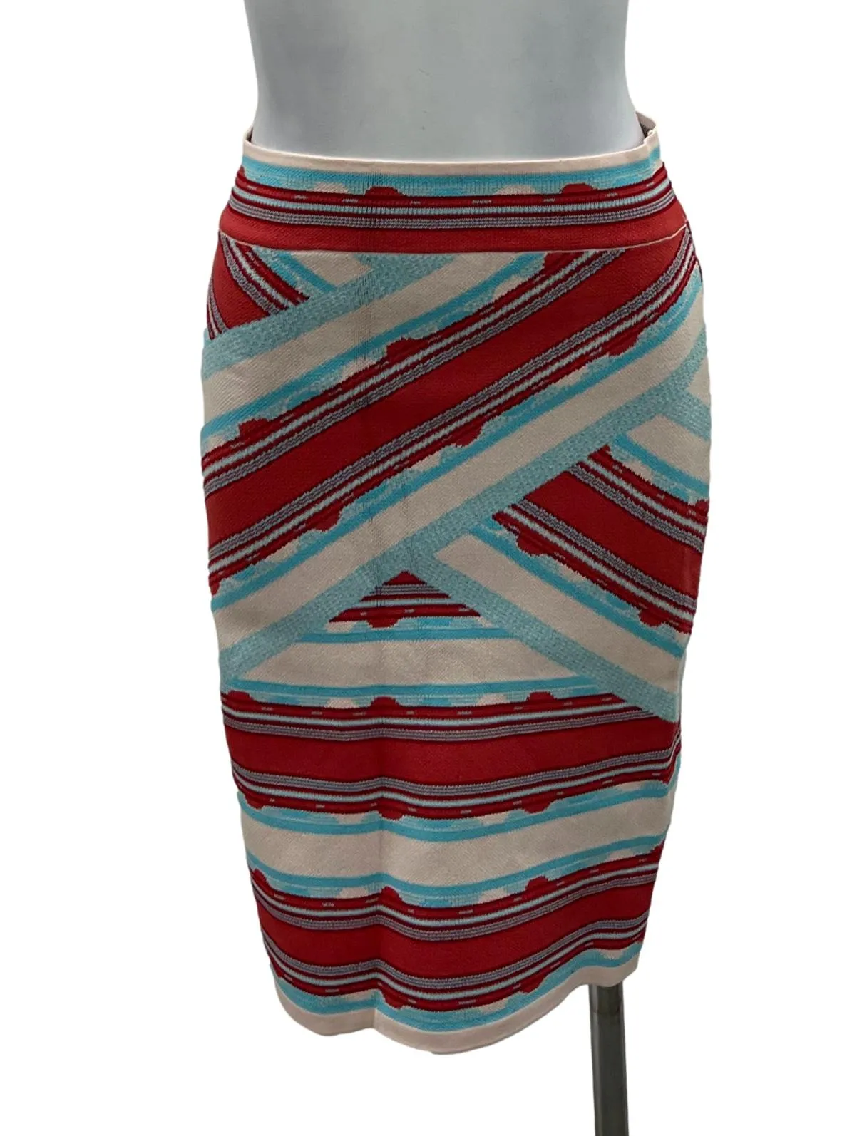 Red Blue Two Tone Knit Skirt