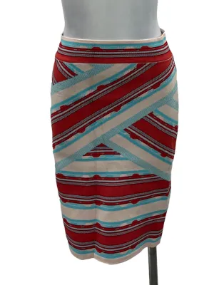 Red Blue Two Tone Knit Skirt