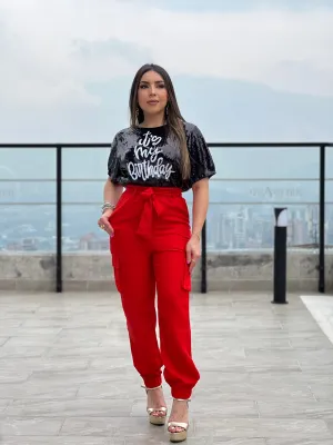 RED CARGO PANTS