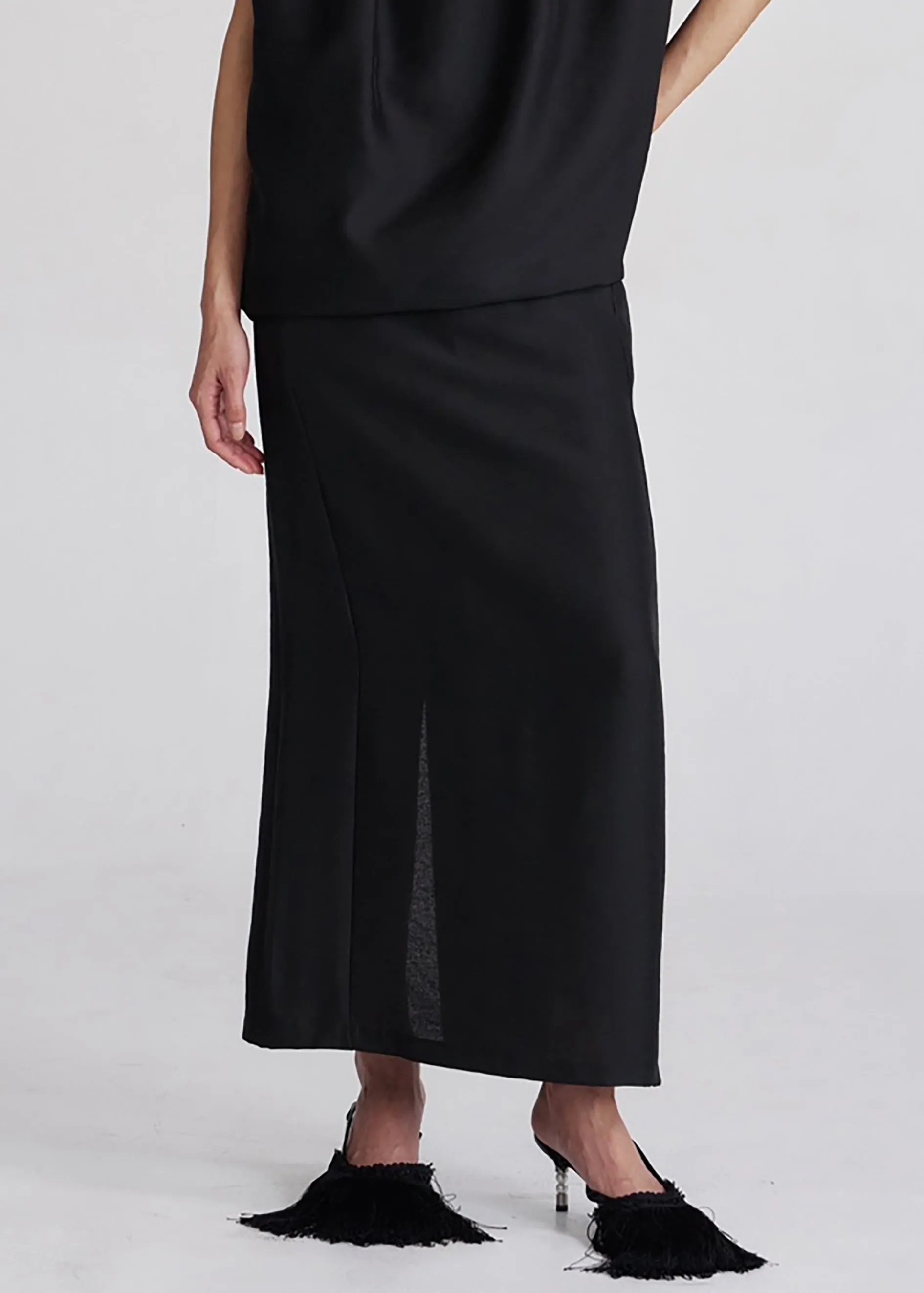 Riona Lustrous Pencil Skirt - Black