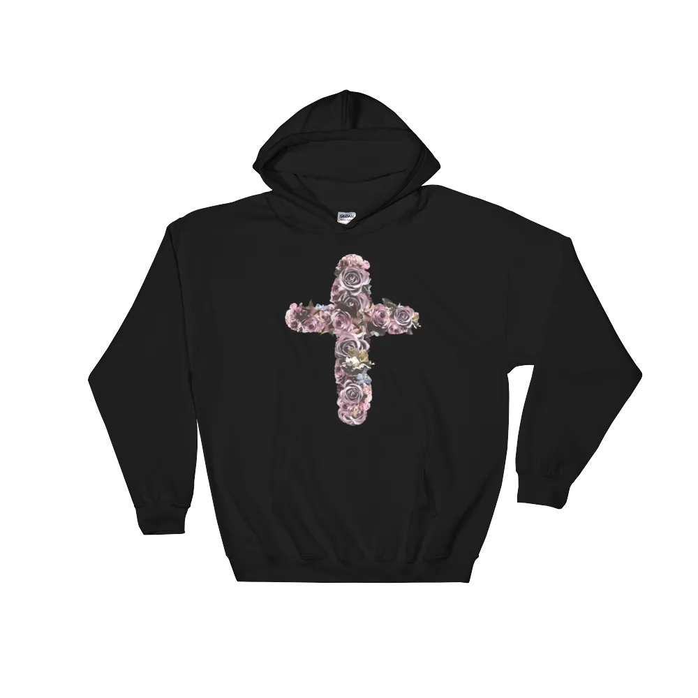 River Row Dark Floral Cross Hoodie
