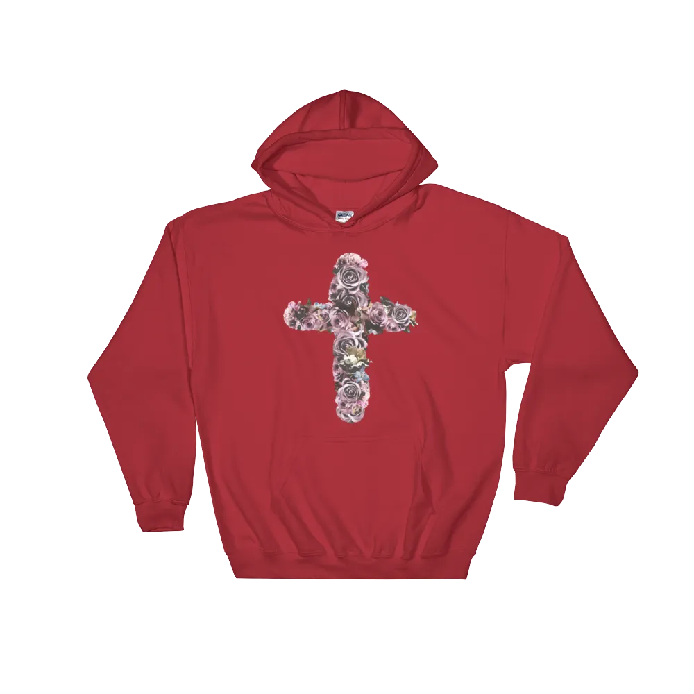 River Row Dark Floral Cross Hoodie