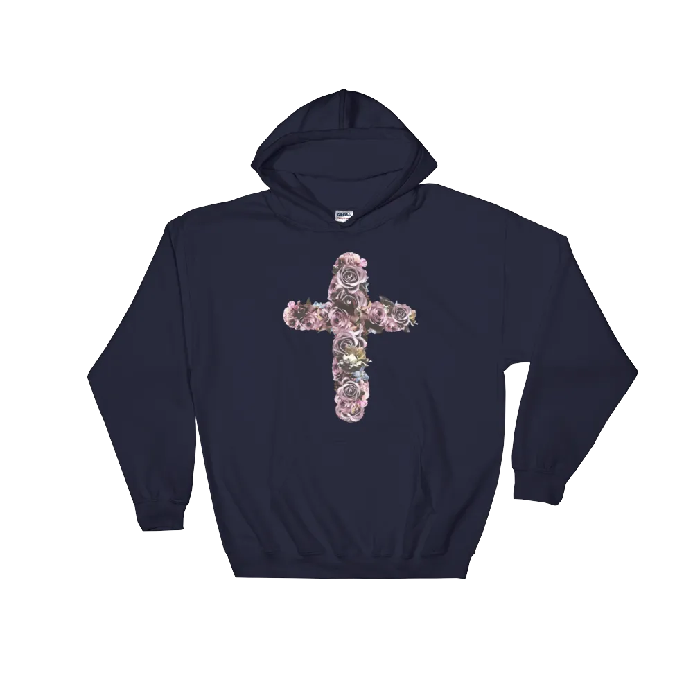 River Row Dark Floral Cross Hoodie