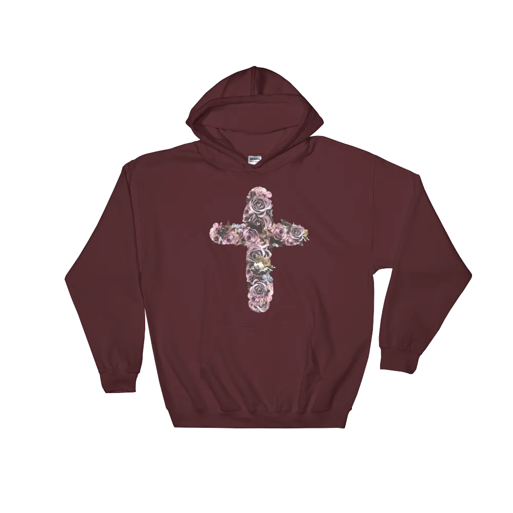 River Row Dark Floral Cross Hoodie