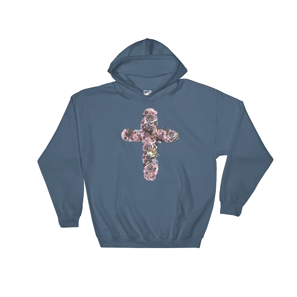 River Row Dark Floral Cross Hoodie