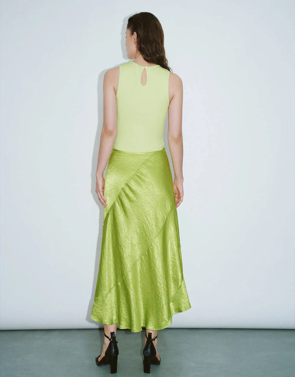 Ruffle Midi A-Line Skirt