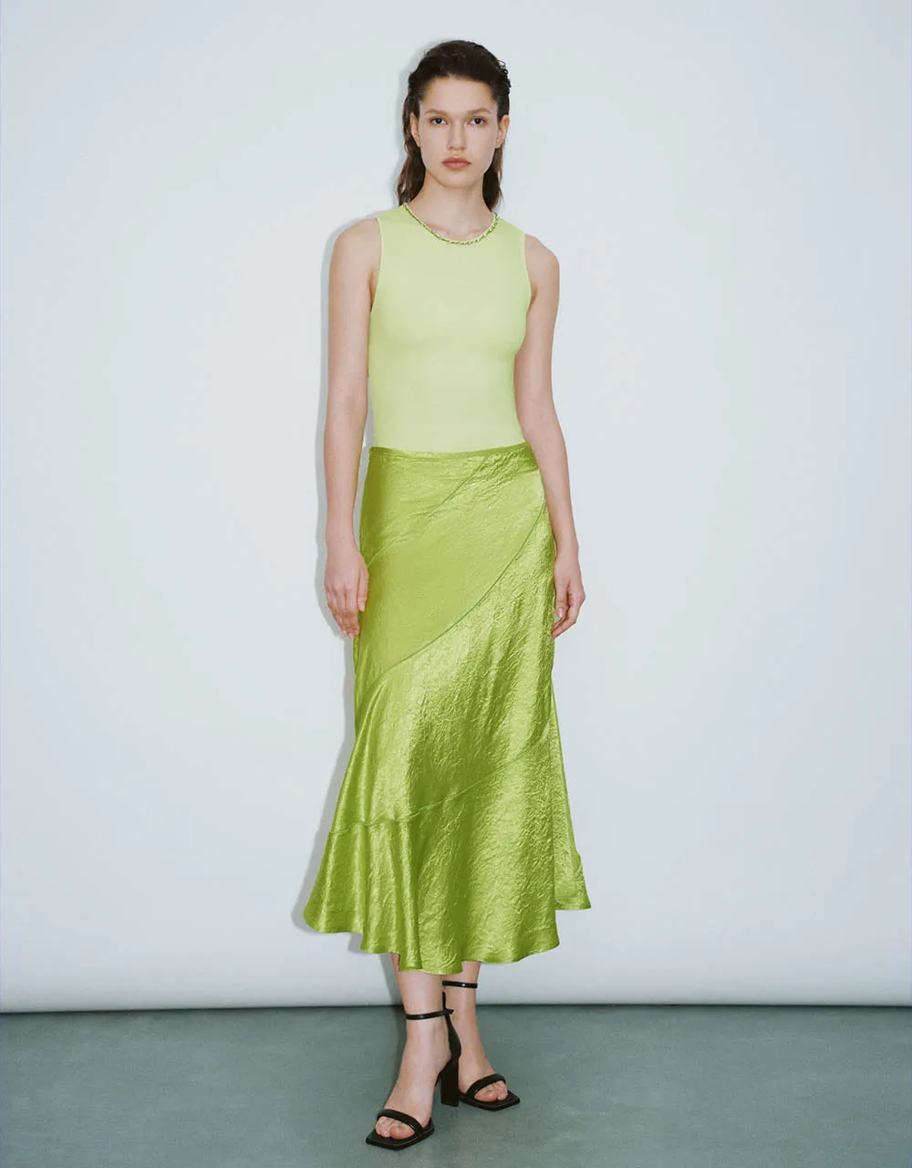 Ruffle Midi A-Line Skirt