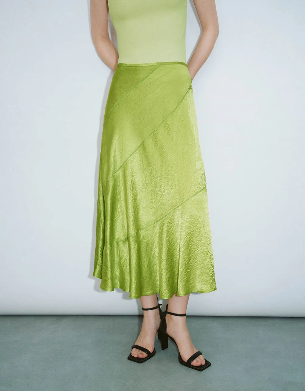 Ruffle Midi A-Line Skirt