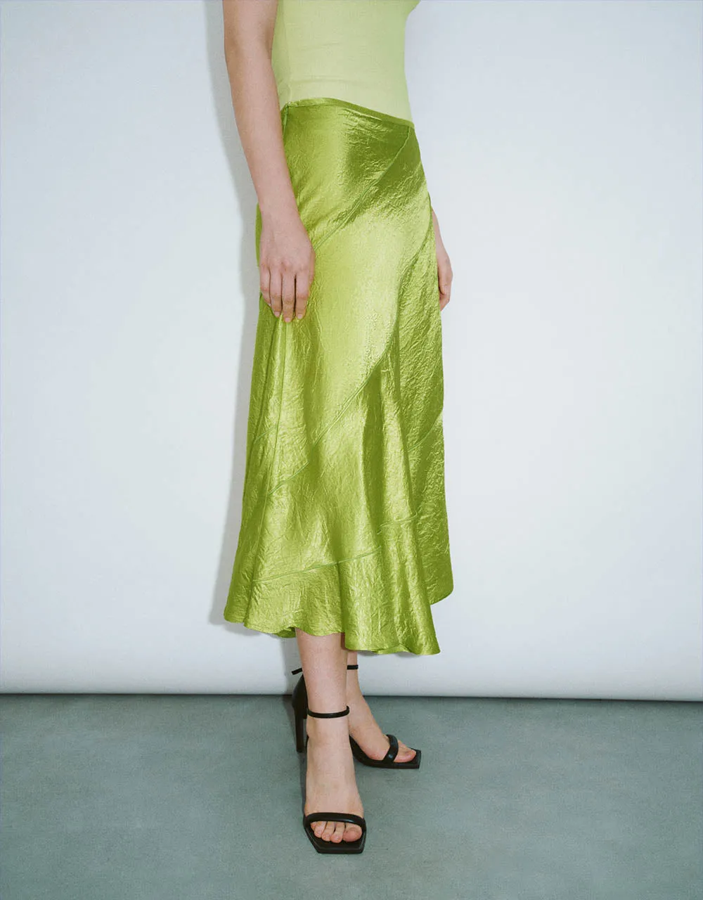 Ruffle Midi A-Line Skirt