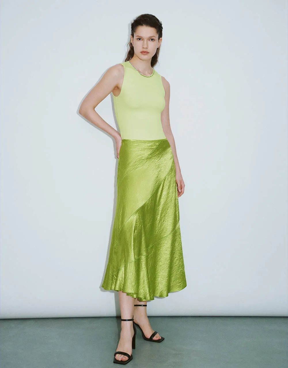 Ruffle Midi A-Line Skirt