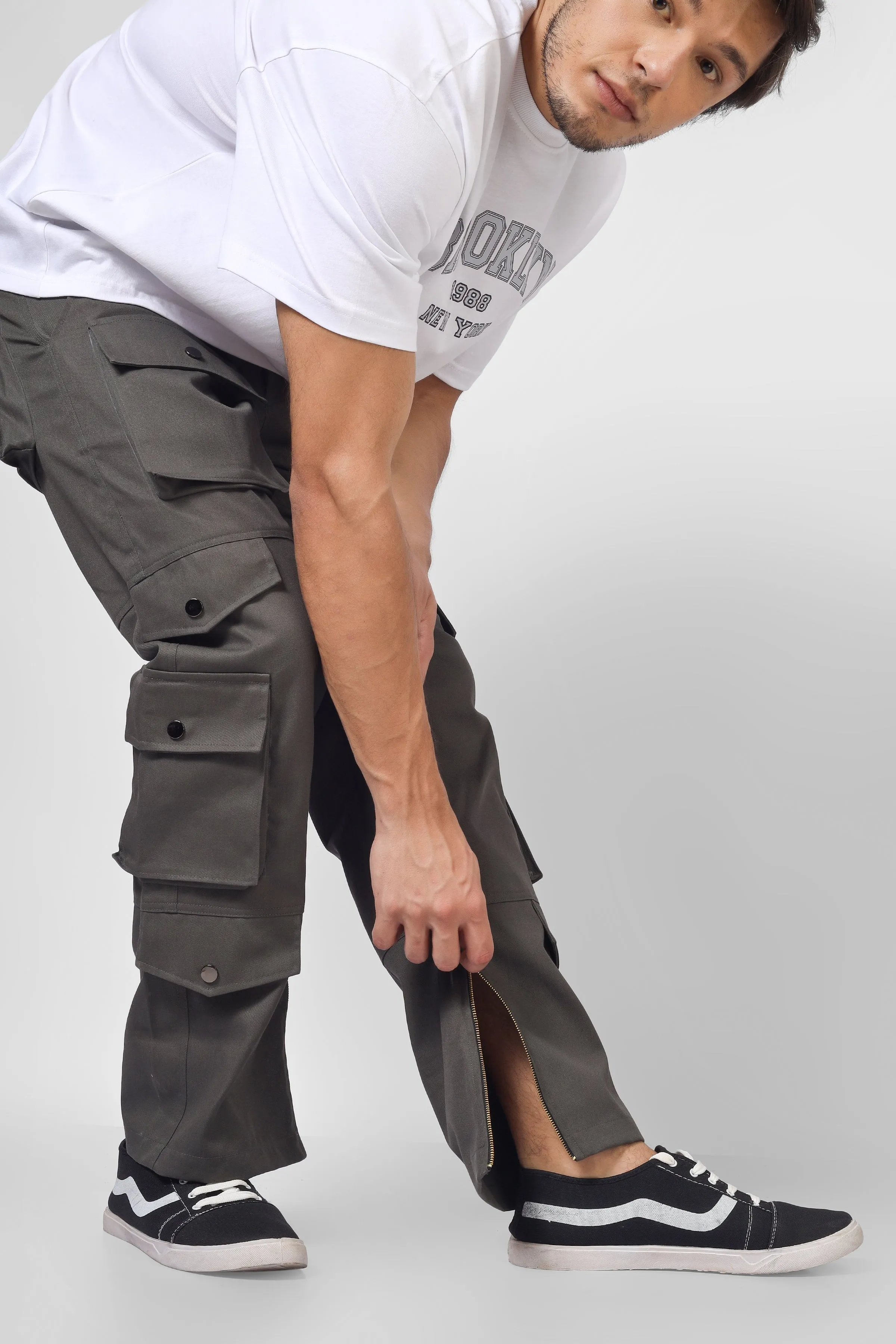 Shadow Grey Cargo pants With 8 Cargo Pocket
