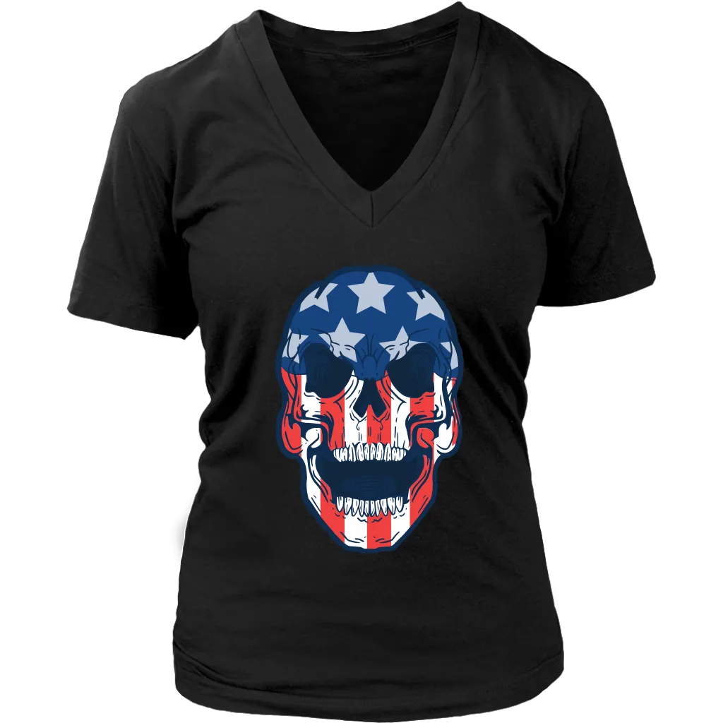 Skull Flag T-shirt, Skull Flag Gift, American Flag Skull, American Flag Gift, Skull T-shirt