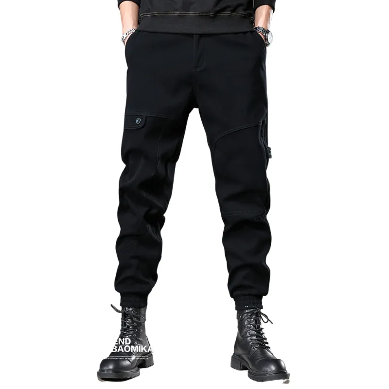 Solid Color Patchwork Cargo Pants