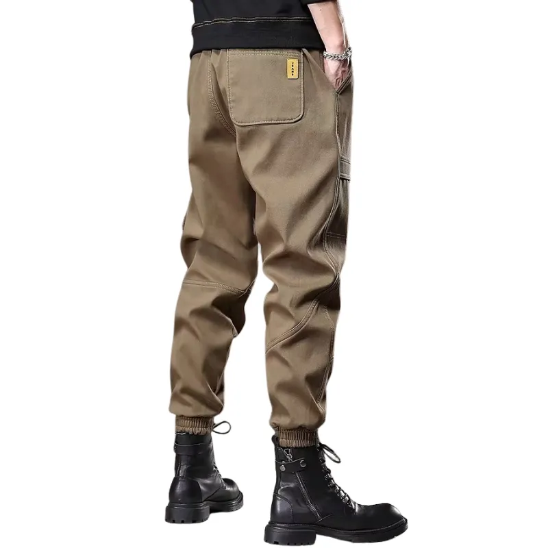 Solid Color Patchwork Cargo Pants