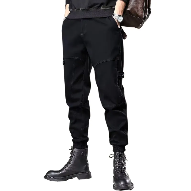 Solid Color Patchwork Cargo Pants