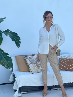 Sophia Faux Leather Pants - Camel