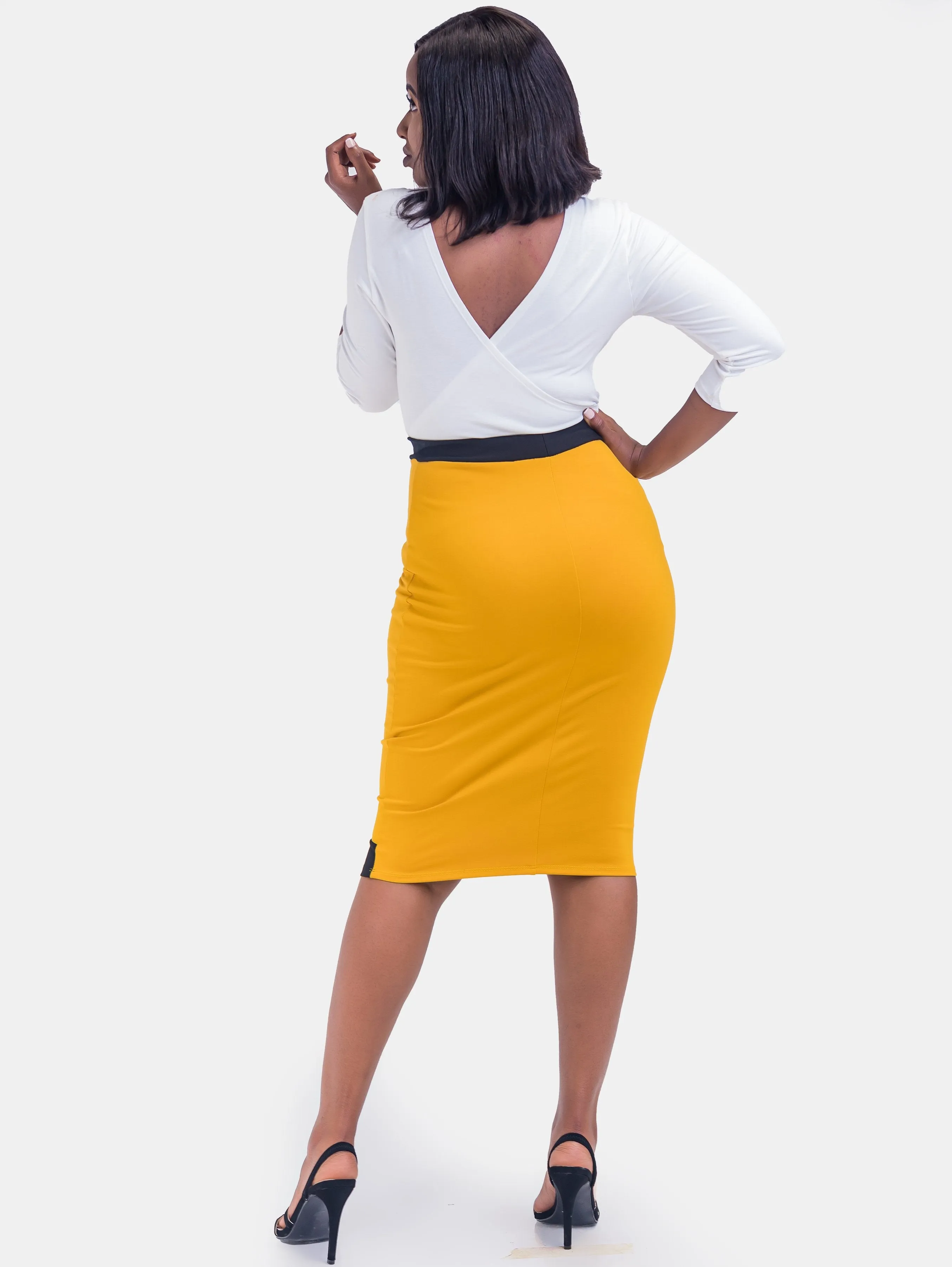 Sowairina ZaRa Pencil Skirt(Special offer) - Mustard & Black