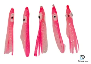 Squid skirts - KOKOPROS® 4.5 cm Pink and White Luminous Micro Squid Skirts (5-PACK)
