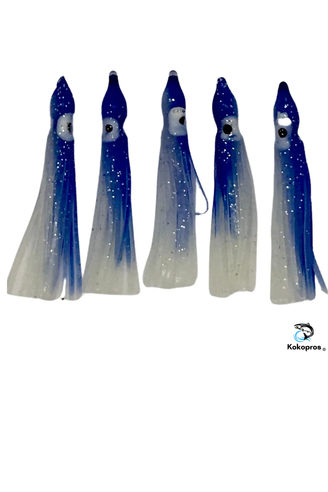 Squid skirts - KOKOPROS® 6 cm Luminous Squid Skirts 5-pack- Blue Magic