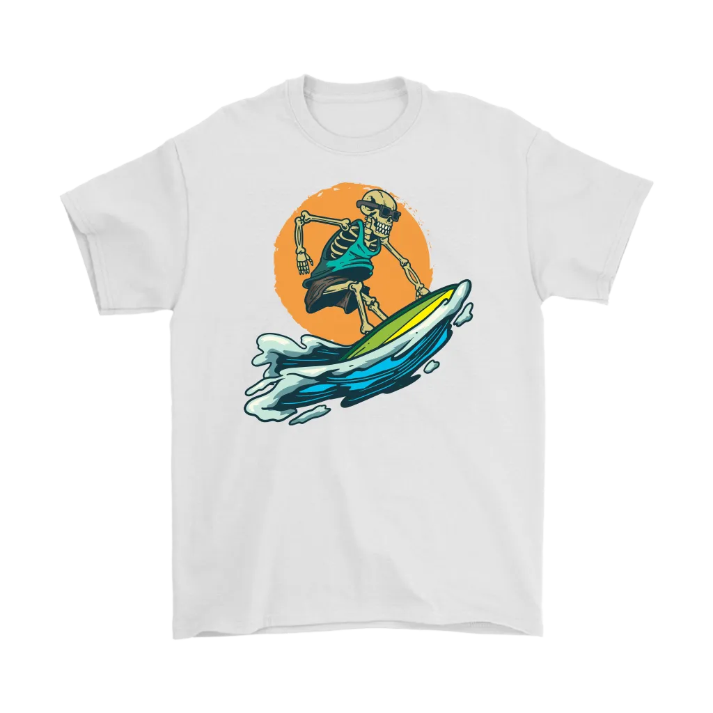 Surfer T-shirt, Gift for Surfer, Cool Surfing Skeleton T-shirt, Skeleton Surfer Shirt, Funny Surfer Shirt