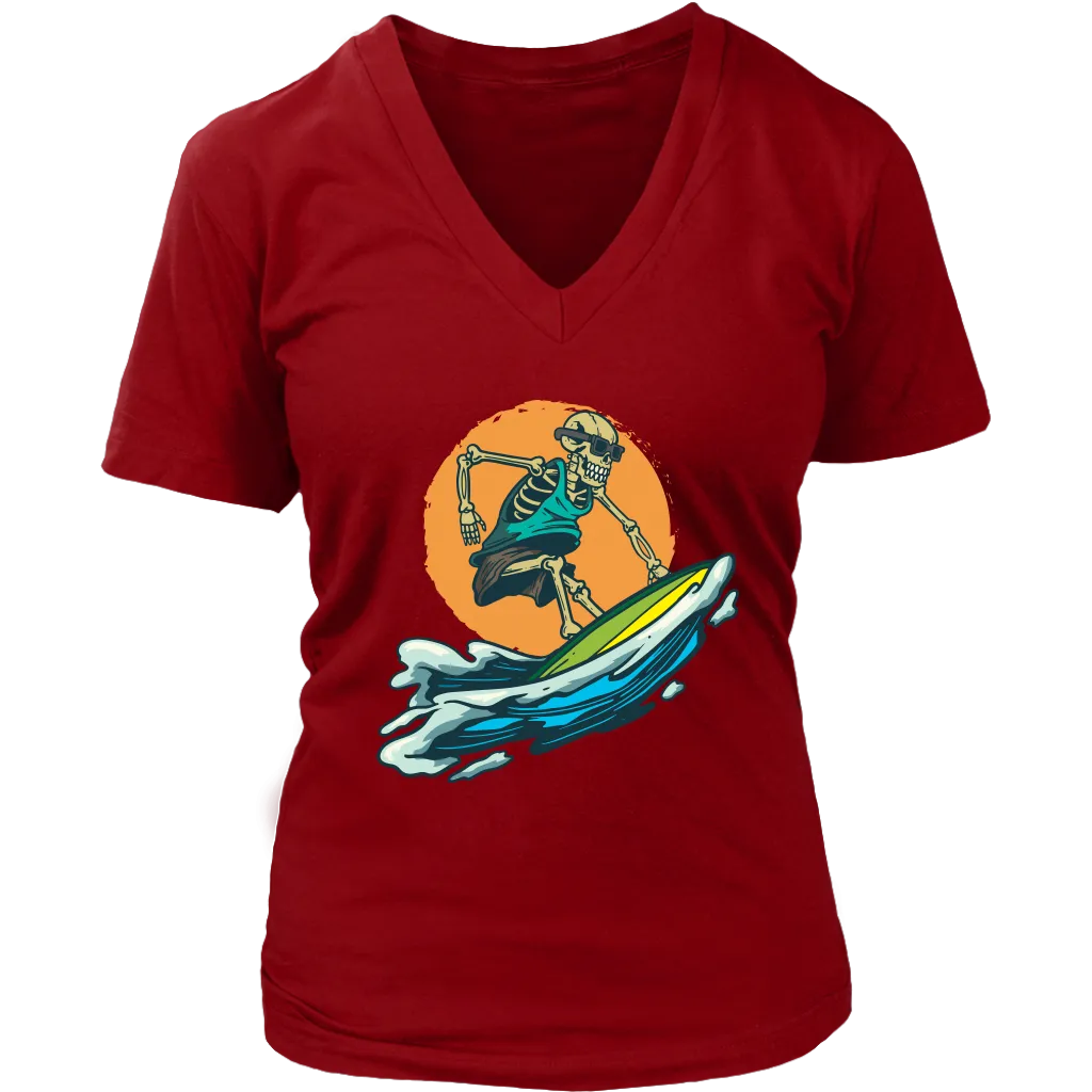 Surfer T-shirt, Gift for Surfer, Cool Surfing Skeleton T-shirt, Skeleton Surfer Shirt, Funny Surfer Shirt