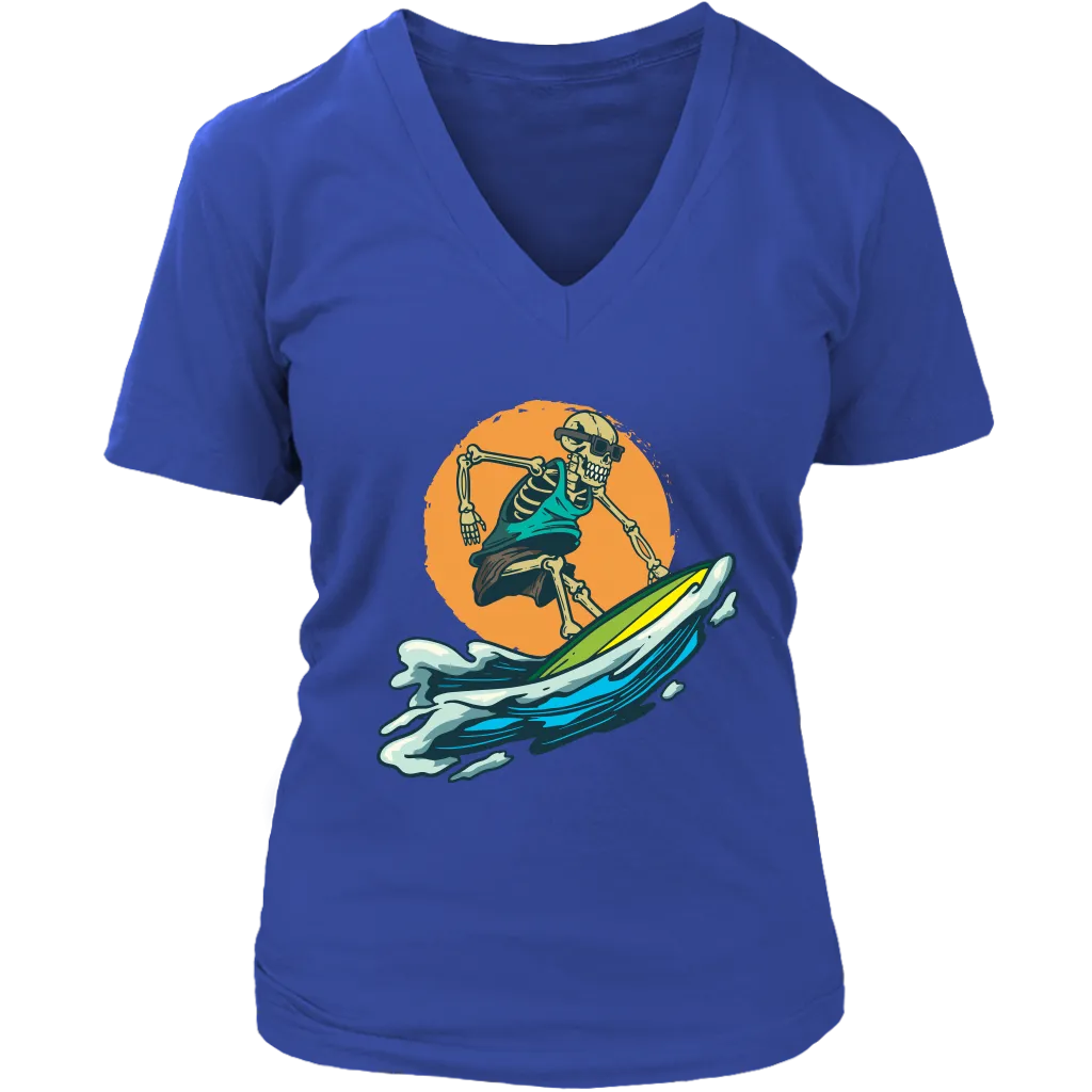 Surfer T-shirt, Gift for Surfer, Cool Surfing Skeleton T-shirt, Skeleton Surfer Shirt, Funny Surfer Shirt
