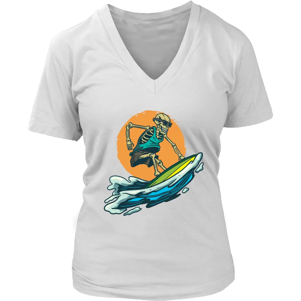 Surfer T-shirt, Gift for Surfer, Cool Surfing Skeleton T-shirt, Skeleton Surfer Shirt, Funny Surfer Shirt