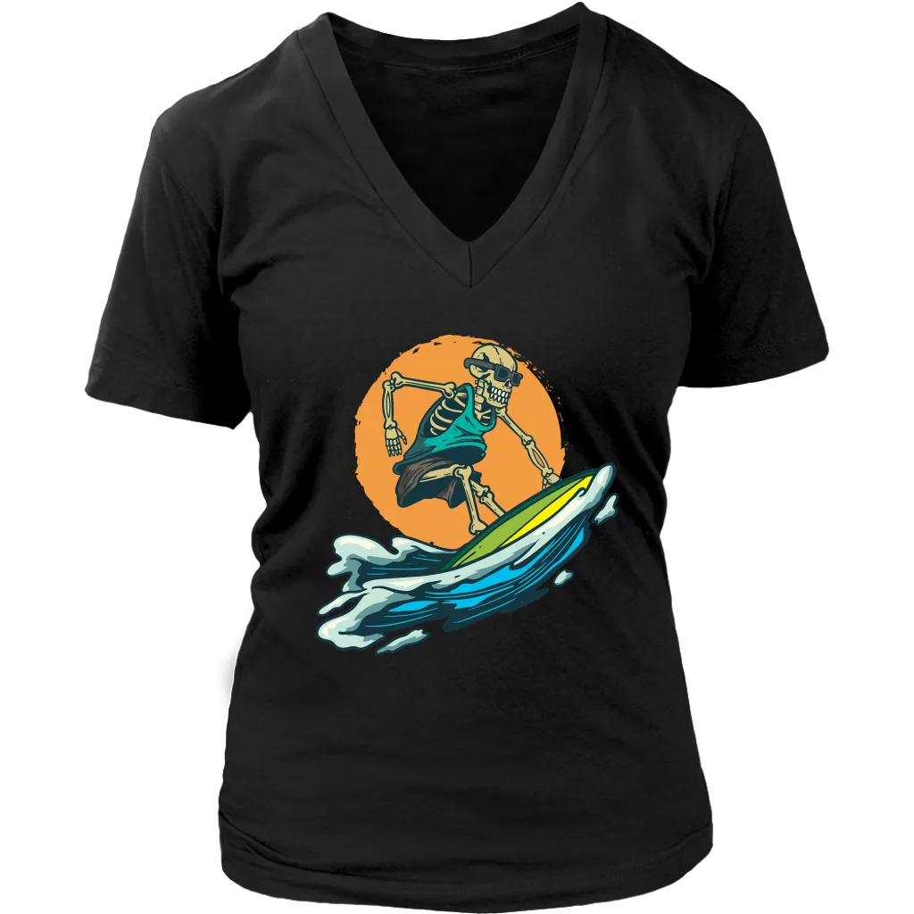 Surfer T-shirt, Gift for Surfer, Cool Surfing Skeleton T-shirt, Skeleton Surfer Shirt, Funny Surfer Shirt
